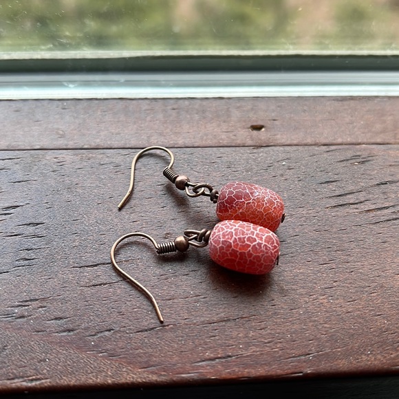 Red agate earrings - Picture 2 of 5